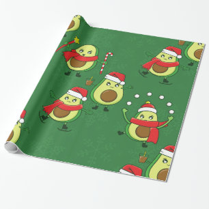 ugly christmas santa avocado winter wrapping paper
