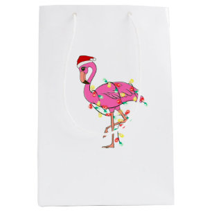ugly christmas santa claus flamingo medium gift bag