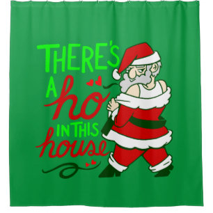 ugly christmas santa claus ho house shower curtain