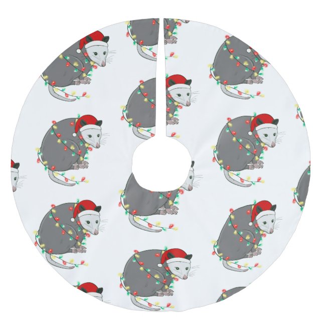 ugly christmas santa claus opossum brushed polyester tree skirt (Front)