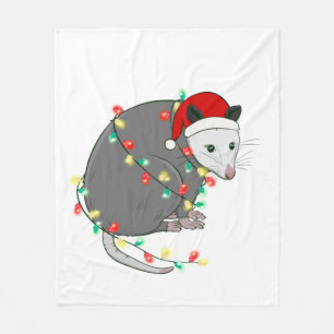 ugly christmas santa claus opossum fleece blanket