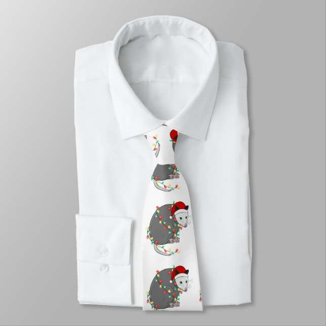 ugly christmas santa claus opossum tie (Tied)