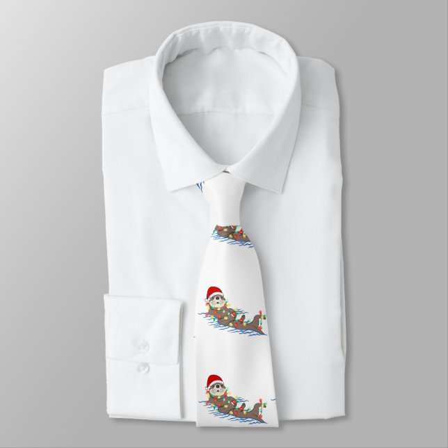 ugly christmas santa claus otter tie (Tied)