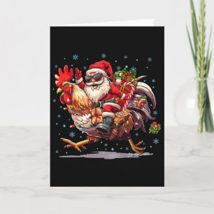 Ugly Christmas Santa Riding Chicken Christmas Tree Card