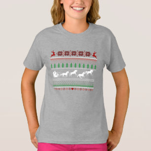 Ugly Christmas Santa Sled with Unicorns T-Shirt