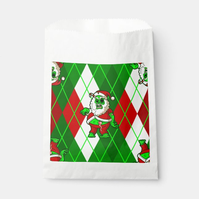 ugly christmas santa zombie argyle  favour bag (Front)