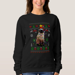 Ugly Christmas Siamese Cat Lights Santa Hat Sweatshirt