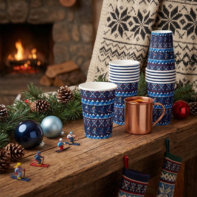 Ugly Christmas Ski Pattern Holiday  Paper Cups (Creator Uploaded)