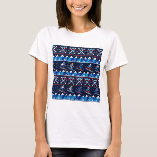 Ugly Christmas Ski Pattern Holiday T-Shirt