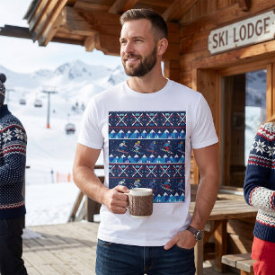 Ugly Christmas Ski Pattern Holiday T-Shirt