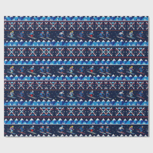Ugly Christmas Ski Pattern Holiday  Wrapping Paper