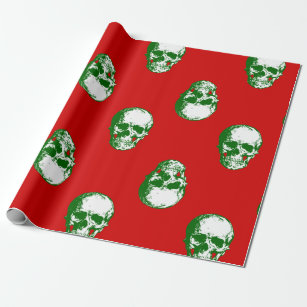 ugly christmas skull goth skeleton wrapping paper