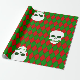 ugly christmas skull harlequin creepy wrapping paper