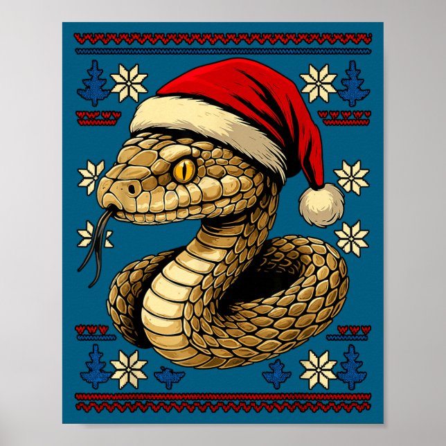 Ugly Christmas Snake Santa Hat  Poster (Front)