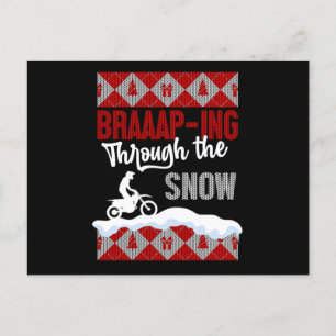 Ugly Christmas Snow Motocross Motorcycle Bike Gift Postcard