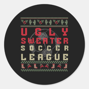 Ugly Christmas Soccer – Funny Ugly Sweater Shirt Classic Round Sticker