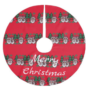 Ugly Christmas Style Santa and Trees Thunder_Cove Brushed Polyester Tree Skirt