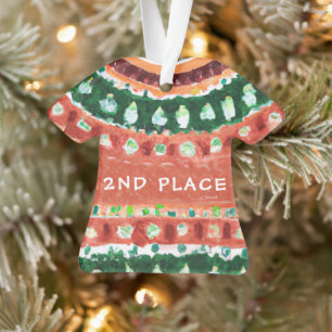 Ugly Christmas Sweater 2nd Place Watercolor Brown Ornament