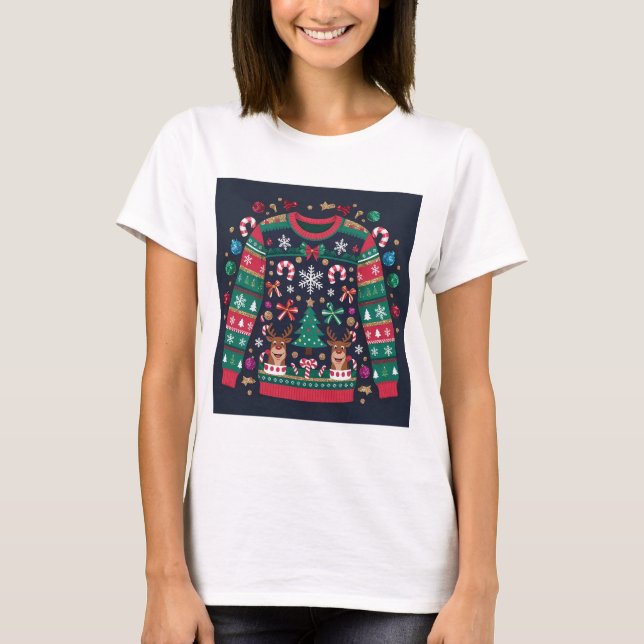 Ugly Christmas Sweater Aesthetic T-Shirt  (Front)