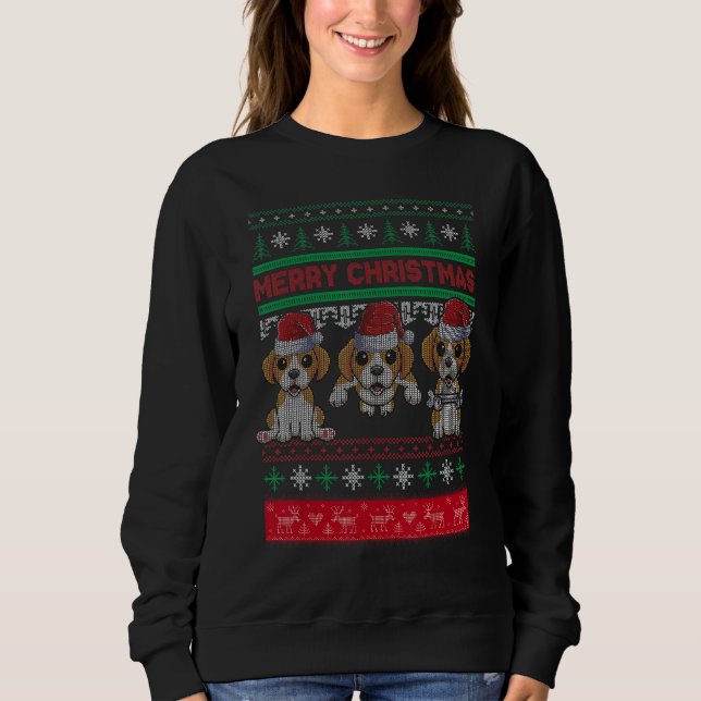 Ugly Christmas Sweater Beagle Cute Beagle Santa Ha (Front)