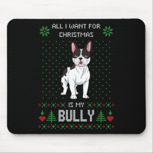 Ugly Christmas Sweater Bully French Bulldog Dog Mouse Pad