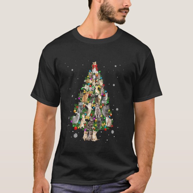 Ugly Christmas Sweater Cat Tree  Funny Xmas Cat (Front)