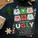 Ugly Christmas Sweater Chalkboard Holiday Party Invitation<br><div class="desc">Celebrate the holidays in style this Christmas with these trendy ugly sweater holiday party invitations. The design is easy to personalise with your own wording and your guests will be thrilled when they receive these fabulous invites.</div>