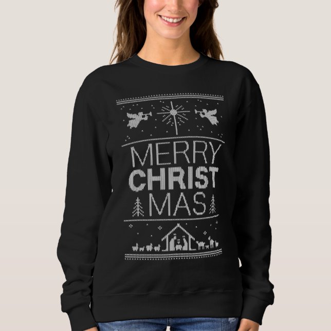 Ugly Christmas Sweater Christ Christian nativity (Front)