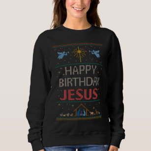 Ugly Christmas Sweater Colour Happy Birthday Jesus