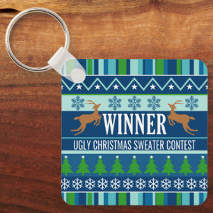 Ugly Christmas Sweater Contest Winner Award Key Ring