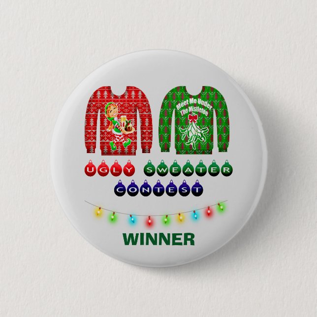 Ugly Christmas Sweater Contest Winner Custom 6 Cm Round Badge (Front)