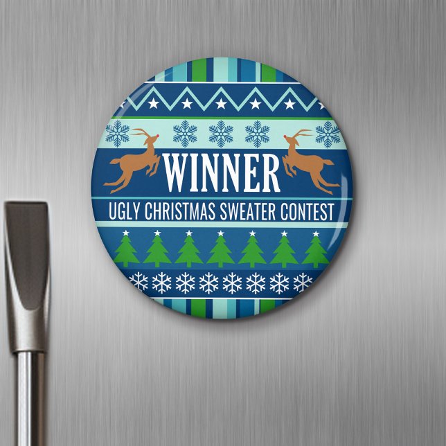 Ugly Christmas Sweater Contest Winner novelty Magnet (Personalized Fridge Magnet - Party Favor - Ugly Christmas Sweater Winner)