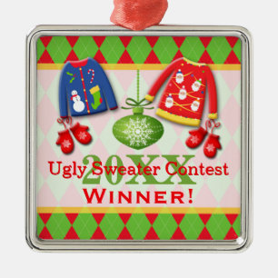 Ugly Christmas Sweater Contest Winner Ornament