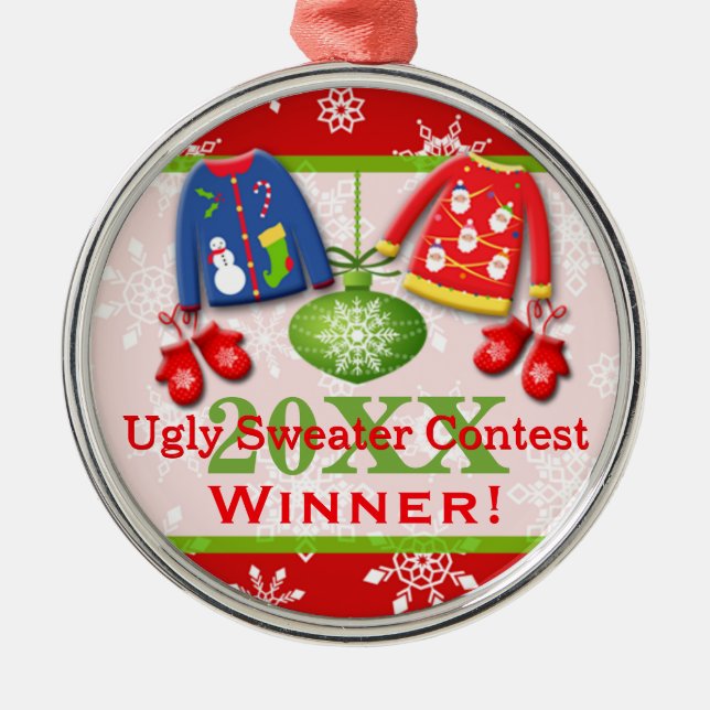 Ugly Christmas Sweater Contest Winner Ornament 5 (Front)