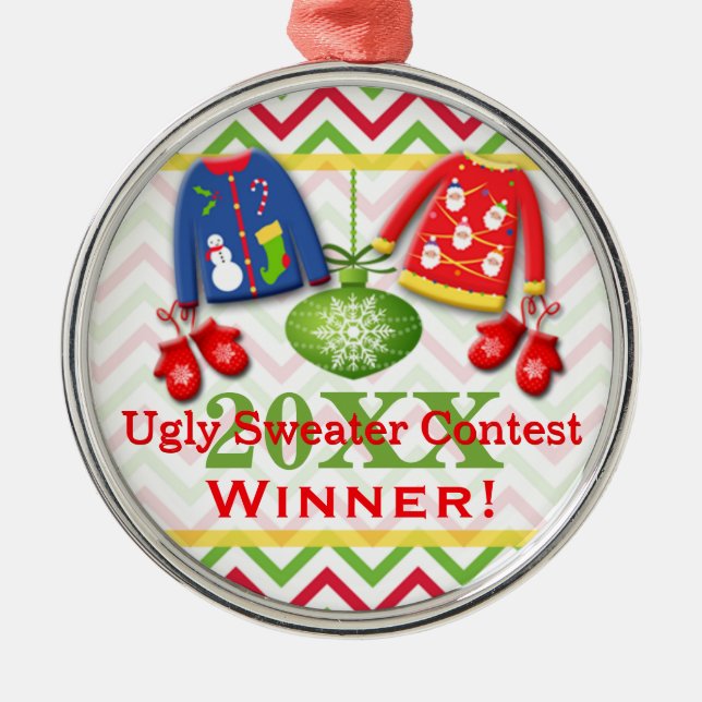 Ugly Christmas Sweater Contest Winner Ornament 8 (Front)