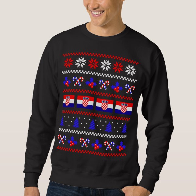 Ugly Christmas Sweater Croatia Flag, Half Croatian (Front)