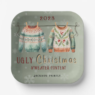 Ugly Christmas Sweater  Customisable Paper Plates