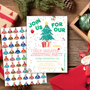 Ugly Christmas Sweater Cute Dog Holiday Party Invitation