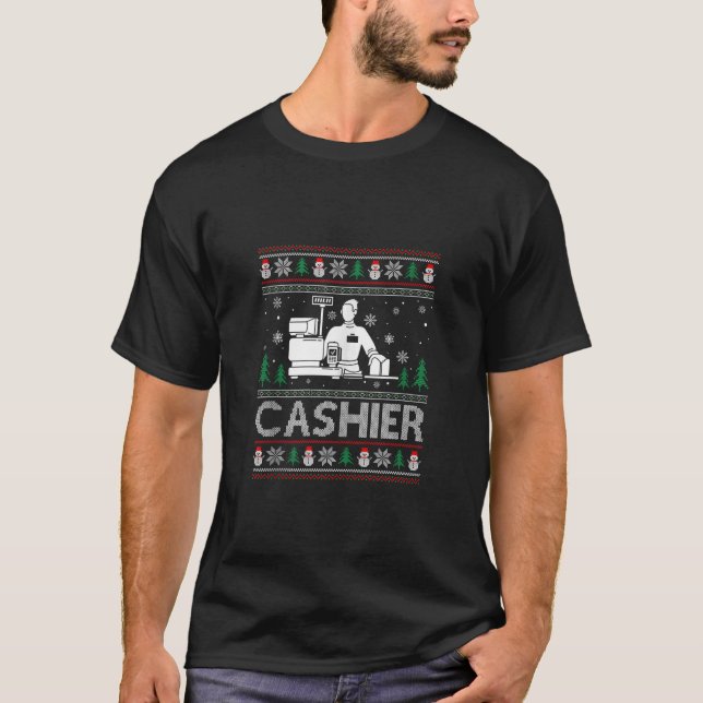 Ugly Christmas Sweater Design Funny Cashier Ugly X (Front)