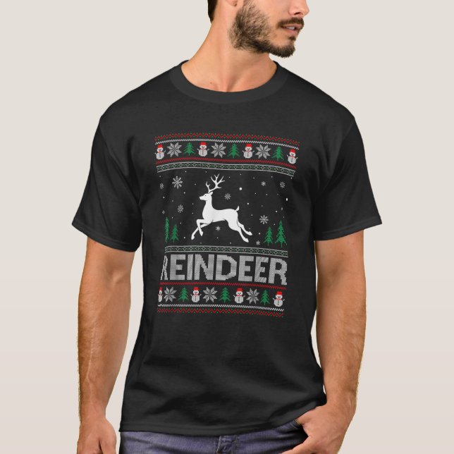 Ugly Christmas Sweater Design Funny Reindeer Ugly  (Front)