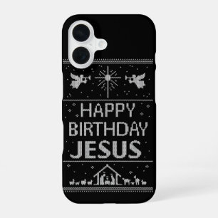 Ugly Christmas Sweater Design Happy Birthday Jesus iPhone 16 Case
