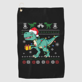 Ugly Christmas Sweater Dinosaur Boys Kids Pajama T Golf Towel