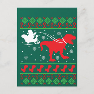 Ugly Christmas Sweater Dinosaur Postcard