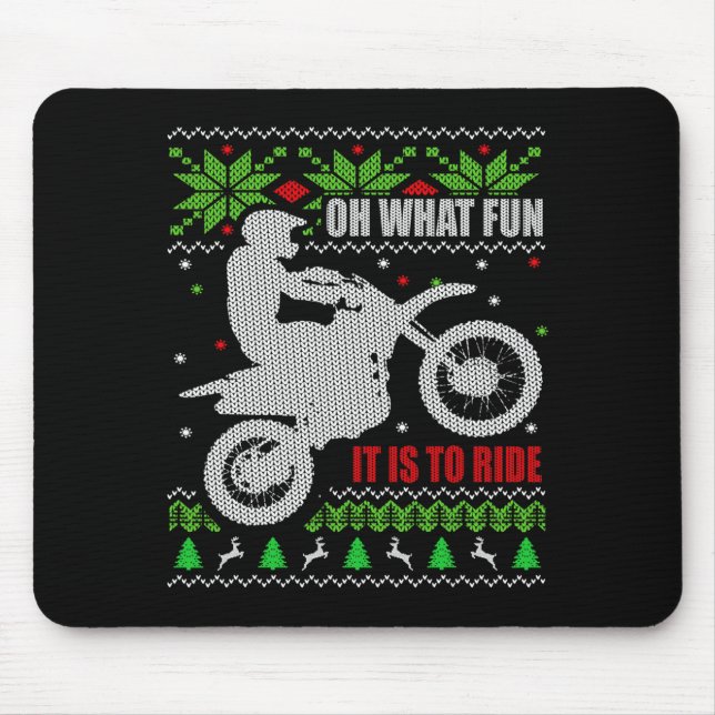 Ugly Christmas Sweater Dirt Bike Motorcycle Motocr Mouse Pad (Front)