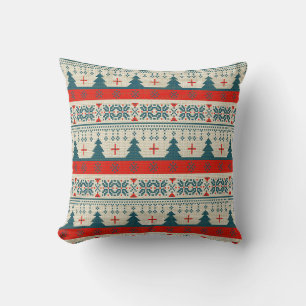 Ugly Christmas Sweater faux knitted pattern Cushion