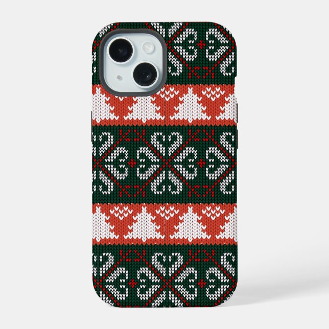 Ugly Christmas Sweater Festive Holiday iPhone 15 Case (Back)