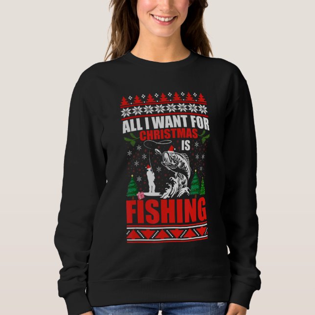 Ugly Christmas Sweater Fishing Cute Fishing Santa  (Front)