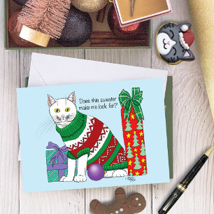 Ugly Christmas Sweater Funny Cat Holiday Card