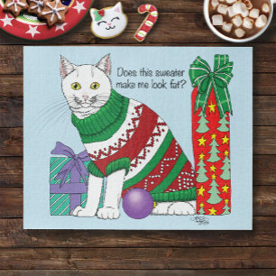 Ugly Christmas Sweater Funny Cat Jigsaw Puzzle