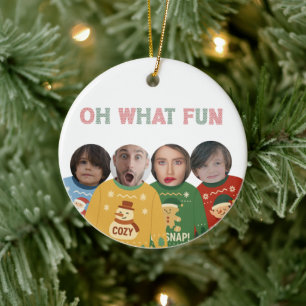Ugly Christmas Sweater Funny Face Personalised Ceramic Ornament